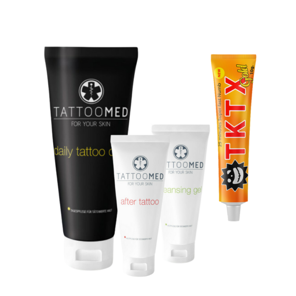 TattooMed x TKTX Goud / Gold 40% — Wash, Heal & Numb Bundel